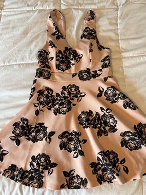 Trixxi Blush Pink Mini Dress with Black Floral Print